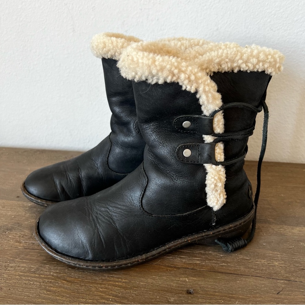 Women's Black Shearling-Lined Winter Ankle Boots - Picture 3 of 13